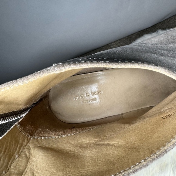 Rag & Bone Suede Wesley Ankle Boots Block Heel Bootie Grey Gray Size 38.5 8.5 US - Picture 9 of 13